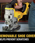 Cordless Jigsaw 20V Max Tool Only with all metal lever action blade change and keyless bevel shoe cutting through material