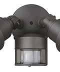 Motion Activated 2 Light LED Flood Light Outdoor Fixture In Architectural Bronze Wet Rated Exterior Security Lighting