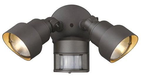 Motion Activated 2 Light LED Flood Light Outdoor Fixture In Architectural Bronze Wet Rated Exterior Security Lighting