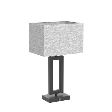 Two Pack 22 Inch Tall Touch Control Table Lamps With 2 USB Ports, 3 Way Dimmable Bedside Lamps, Fabric Gray Shade, black base