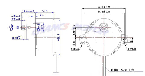 TYD-50 110V AC Synchronous Motor blueprint with measurements and specifications for compact design integration