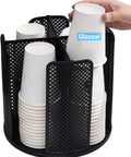 Rotatable Cup And Lid Dispenser With Four Compartments Holds Up To 80 Cups For 5 Oz To 16 Oz Cups And Lids on countertop