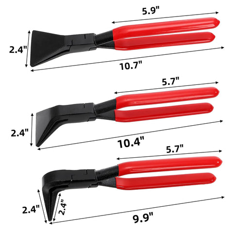 Three-piece sheet metal hand seamer set with 0°, 45°, 90° jaws