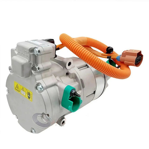 Top Shelf Heavy Duty Electric Hybrid AC Compressor For Tesla Model S 2012 Through 2018 with pre-charged refrigerant.