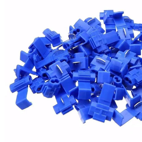 Quick Splice Wire Connectors Kit 100 Pack For 18 To 14 AWG Solid Or Stranded Copper T Tap Female Inline Splice Connectors Blue Self Stripping
