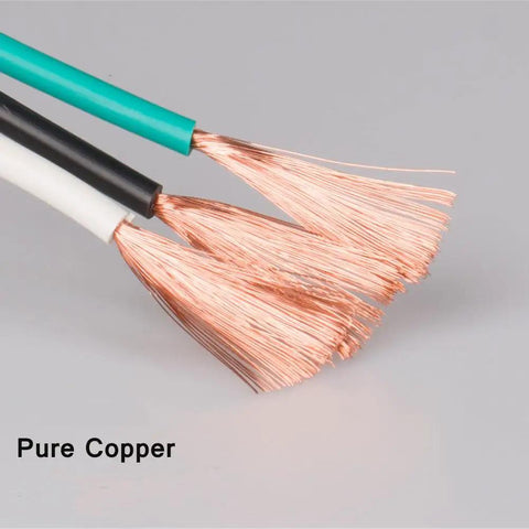 Close-up of copper wires in Seven-Outlet Outdoor Power Extension Cord, 50 Ft, 14-Gauge, IP44 Waterproof Cap, ETL Listed