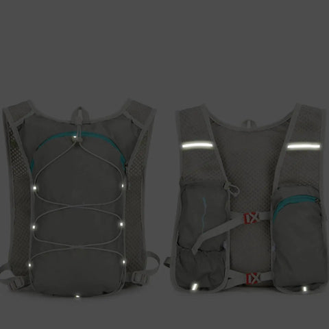 Front and back view of 2L Hydration Backpack With Ultra Lightweight Breathable Mesh Reflective Vest And Ergonomic Adjustable Straps