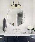 2 Light Dope Vintage Crystal Vanity Lights Wall Sconces in Black Painted Finish with Thick Crystal Glass Shades in bathroom