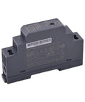 Ultra Slim DIN Rail Power Supply 24V 15W Compact Cabinet Adapter gray unit with labels, designed for tight spaces and smart home upgrades.