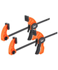Mr. Pen 6-in bar clamps for woodworking, orange/black, 2-pack, quick-grip (angled view)