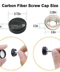 Dope Black Carbon Fiber License Plate Screw Caps And Fasteners Featuring sturdy heavy duty locking bolts size measurement image.