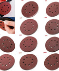 Premium 5 Inch Hook Loop Sanding Discs Featuring Eight Holes For Quick Dust Extraction And Killer Grip For Smooth As Butter Wood Metal Finishing The Real Deal Aluminum Oxide Abrasive Pads in various grits.