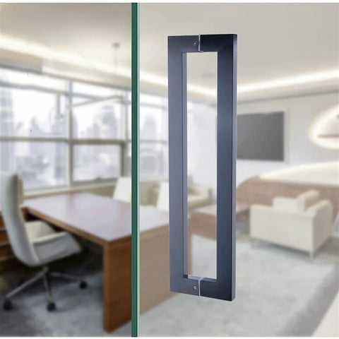 Heavy Duty Stainless Steel Square Tube Glass Door Handle Matte Black Sliding Door Handle for Bathroom Shower