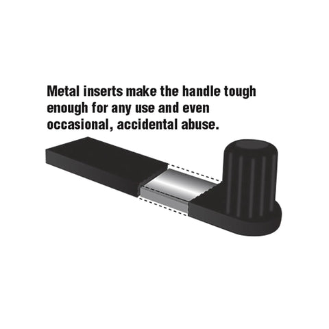 Illustration of Nylon-Reinforced Steel Blade Tape Measure With Speed Rewind showing metal inserts in handle