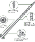 Pocket Hole Screws One And A Quarter Inch, 320 Pcs Exterior Wood Screws Size 8 By One And A Quarter, Asymmetric Quick Drive Thread, Silver Finish