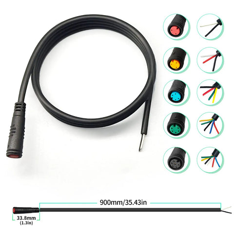 900mm Ebike Extension Cable With 2 To 6 Pin Male And Female Connectors Waterproof Plug For Electric Bicycle Display Throttle PAS Lights DIY Mod Kit And Plug And Play Setup Easy Quick Install And Weather Resistant Build