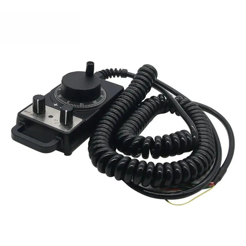 Upgrade Your CNC Setup With This Awesome HC115 Handwheel Control Knob Featuring 5V Power And 100 PPR Precision Encoder For Smooth Axis Movement And Precise Manual Positioning On Milling Machines Or DIY Projects Today! black CNC handwheel with coiled cable