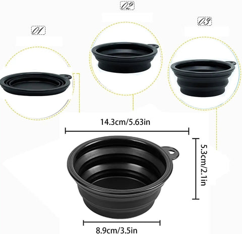 Black collapsible bowl from 18 Piece At Home Hair Dye Kit With Bowl Brush Agitator Dye Comb Clips Caps Gloves Earmuffs And Storage Bag