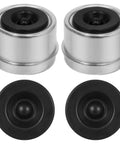 Two Pack Heavy Duty Trailer Axle Wheel Hub Dust Caps Bearing Center Replacement Cup With Four Rubber Plugs Fit Most 2500 To 3000 Lb Axles EZ Lube For Standard Trailer Hubs