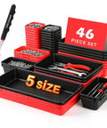 46 Piece Tool Box Organizer Tray Set With Five Sizes And 15Lb Magnetic Pickup Pen for garage storage and small parts organization.