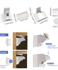 Diagram showing "Powerful Magnetic Cabinet Locks For Baby Proofing With No Drill Adhesive Install, 10 Locks And 2 Keys"