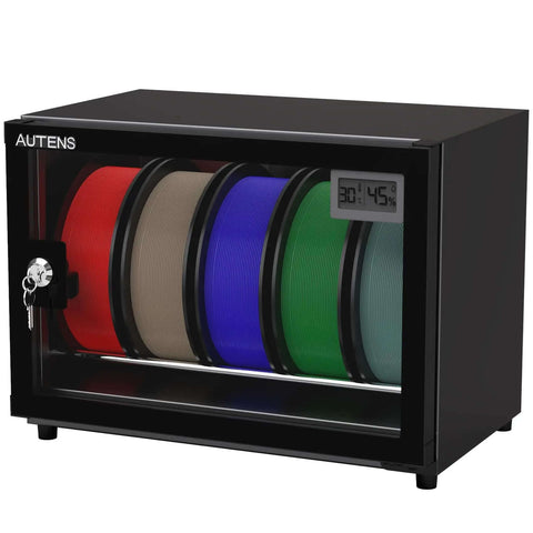 25L Filament Dehumidifier Storage Cabinet For 5 Rolls With Magnetic Seal, 25% RH Humidity Control, Quiet, Stackable, Transparent Glass