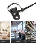 60 Piece Cable Zip Tie Mounts Kit With 6 Inch Black Zip Ties and bases for home, office, industry wiring management