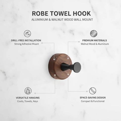 Kickass Single Wall Hook Built With Rock Solid Aluminum And Rich Black Walnut Wood For Hanging Heavy Winter Coats Bath Towels Backpacks And Daily Essentials In Entryways Or Bathrooms, wall-mounted with adhesive.