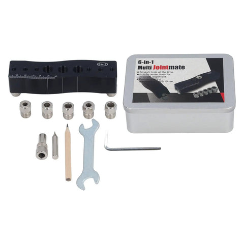 Knockout Centering Dowel Jig For Woodworkers With Rock Solid Aluminum Build and Dead Simple Alignment For Vertical Hole Punching Cabinet Joinery and Furniture Assembly That Plays Nice With Basically Any Drill Bit, 6-in-1 Kit.