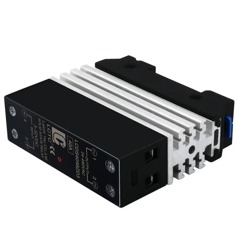 DIN Rail Solid State Relay With Built In Heatsink, DC To AC Output 24 To 480V, 3 To 32V DC Input, 40A SSR, Compact design with clips