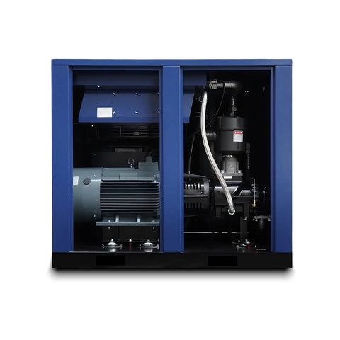 Heavy Duty 50 HP Rotary Screw Air Compressor Pump With Massive 219 CFM Flow Rate And 125 PSI Max Pressure Runs On 460 Volt 3 Phase 60Hz Motor For Industrial Workshop Jobs That Need Serious Power