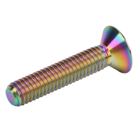 Rainbow titanium alloy bike stem bolt screw M6 by 30mm flat head headset cap bolt for bike stem top cap fixing bolts.