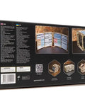 Mechanical Wooden Puzzle Model Game Master’s Screen Construction Set Self Assembly No Glue Needed 160 Parts Grab-And-Build Desk Toy For Builders And Tinkerers Great For STEM Projects, Classroom Demos, And Weekend Build Sessions., black box back with 160-piece wooden screen kit and assembly images
