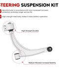 Front lower control arm side view; silver metal with ball joint for GM Malibu, G6 and Saturn Aura suspension kit
