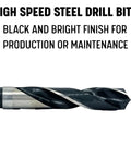 Three Quarters Inch Reduced Shank High Speed Steel Drill Bit With One Half Inch Shank, black oxide finish