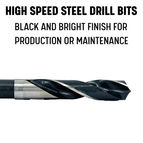 Three Quarters Inch Reduced Shank High Speed Steel Drill Bit With One Half Inch Shank, black oxide finish