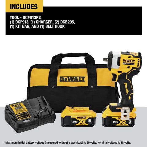 Heavy Duty 20V Compact Impact Wrench Kit Equipped With Brushless Motor And Dual Trigger Control Hella Solid For Mechanics, includes battery and charger.