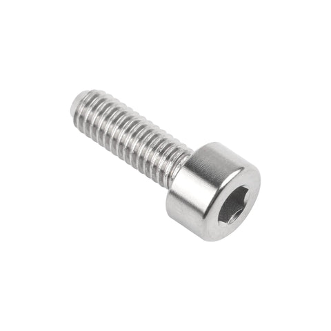 Close-up of Titanium Cap Allen Socket Head Bolt M4x12mm DIN 912, 6Al-4V Titanium Alloy, Grade 5, Silver Finish, 7mm Head Diameter, 3mm Allen Key