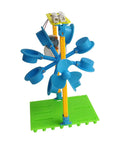 Mini Hydro Power Generator Kit With Water Wheel And Hand Crank for energy conversion demonstration, blue ABS plastic model.