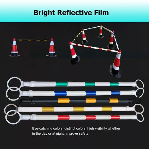10 Pack Retractable Traffic Cone Barricade Bar Set with Adjustable Range from 4.1 Feet to 6.56 Feet, detailed view of bars