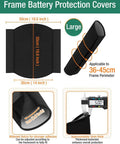 Large Ebike Battery Cover Waterproof For Bicycle Frame Protector, 50x50 Cm Thick 5mm Shield, shown with dimensions and features.