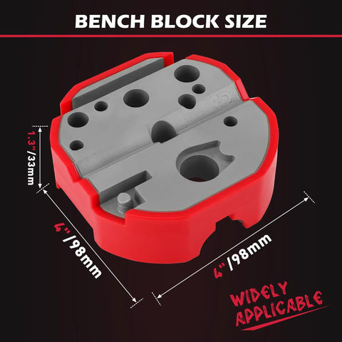 Universal Magnetic Armorers Bench Block With Non Marring Surface, compact 4 by 4 by 1.3 inches red and gray block
