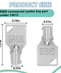 2 Pack GR800 Washer Dryer Key For Your Commercial Laundry Setup 54612 Coin Service Door Key, dimensions shown on image