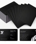 0.8mm Thick Aluminum Metal Cards For Laser Engraving, Black 86 X 54 Mm, 26 Pack displayed in fan formation
