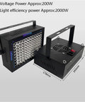 Built Tough 2000W Led Uv Curing Lamp That Hits Hard For Fast Resin Curing And Gel Polish Drying With 365Nm To 405Nm Range For Quick Print Shop Setup, showing front and side view with dimensions.