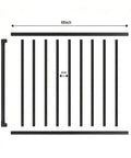 Straight Up Heavy Duty 48 Inch Wide By 42 Inch High Outdoor Deck Gate Kit In Matte Black dimensions with steel frame.