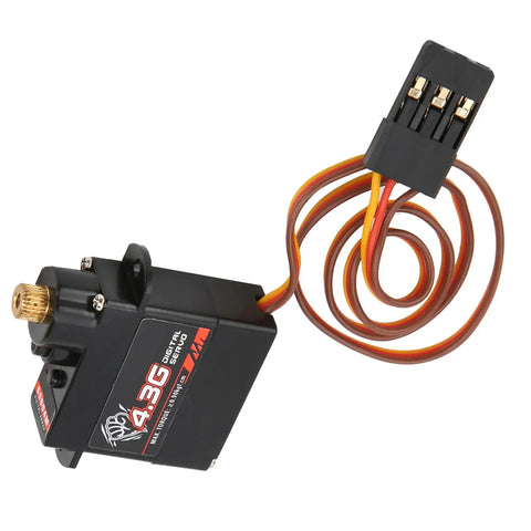 Top Shelf RC Digital Servo Kit With 4.3g Torque Reinforced Metal Gears and Quick Response Coreless Motor Upgrade for One Twenty Four Scale builds, showing metal gear and wire.