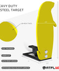Image of Three Eighths Inch AR500 Auto Reset Prairie Dog Target Popper, 12.5x5.5 inch yellow steel target with auto reset design.