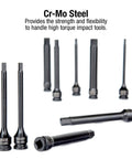 20-Piece 1/2 Inch Drive Impact Hex Driver Master Set With 6 Inch Reach 1/4 To 9/32 Inch And 6mm To 17mm, CR-MO Steel