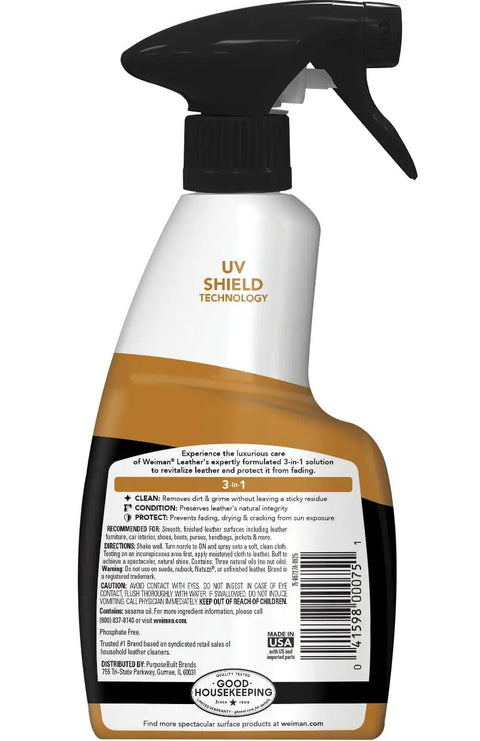 Leather Cleaner And Conditioner That Deep Cleans, Brings Back Soft Supple Leather And Guards Against Cracking And Fading With UV Protection for finished leather surfaces, 22 oz spray bottle